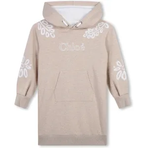 Robe Pull Bio Fleurie Beige pour Fille