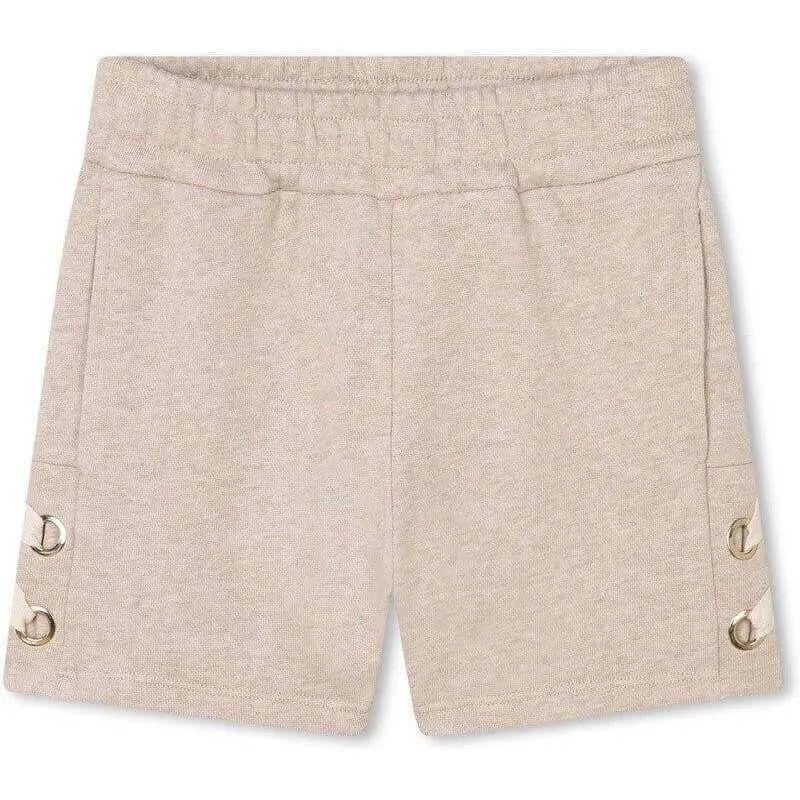 Shorts beige pour filles avec rubans latéraux