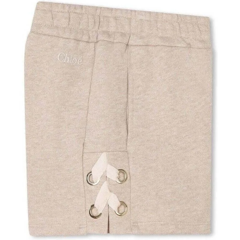 Shorts beige pour filles avec rubans latéraux