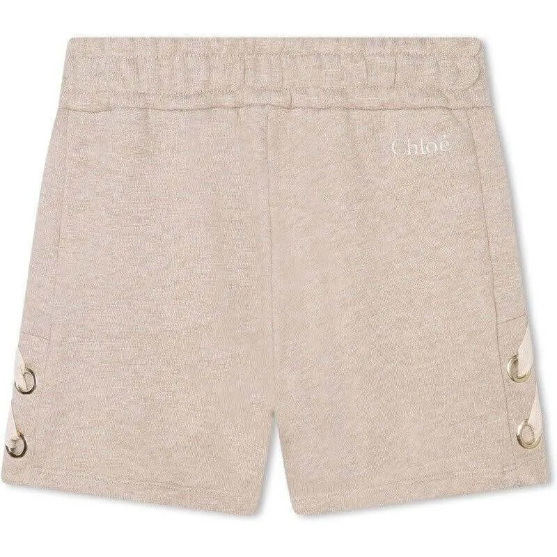 Shorts beige pour filles avec rubans latéraux