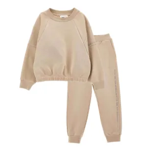 Sweat-shirt & pantalon de jogging beige pour filles