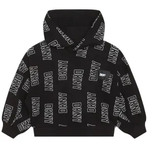 Sweat à capuche noir avec logo pour filles