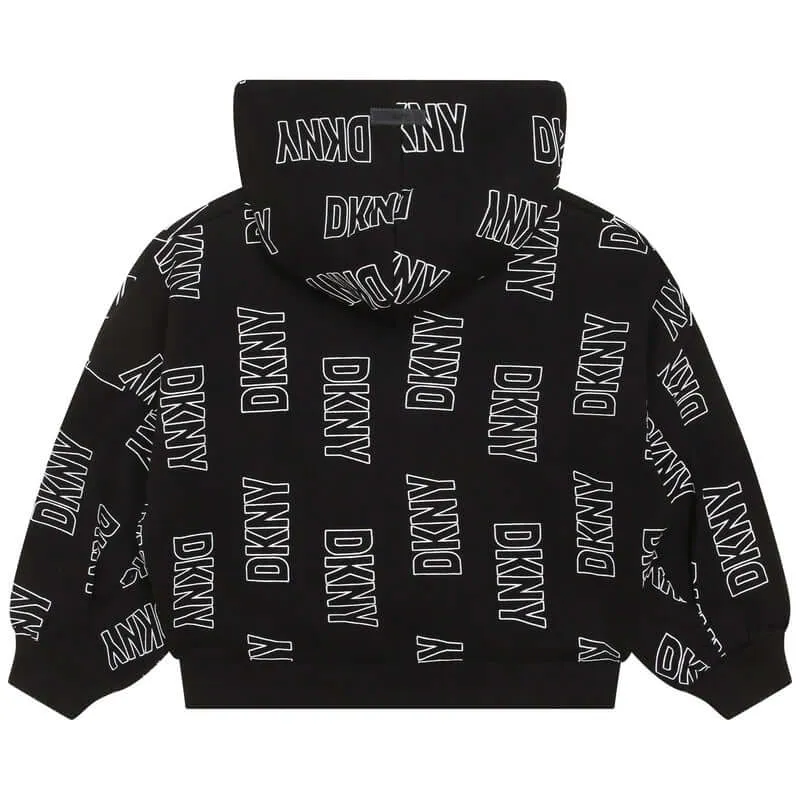 Sweat à capuche noir avec logo pour filles