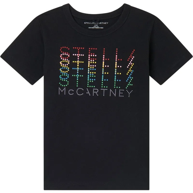 T-shirt Noir Multi Logo pour Filles