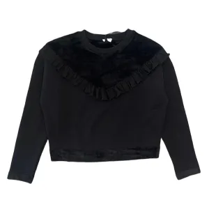 Sweat-shirt en velours noir pour filles
