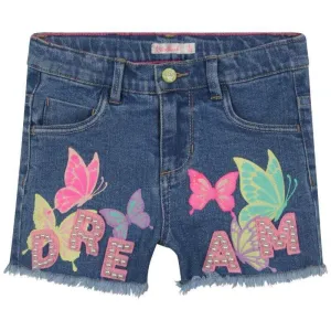 Shorts en Jean Bleu à Motifs Papillon pour Filles