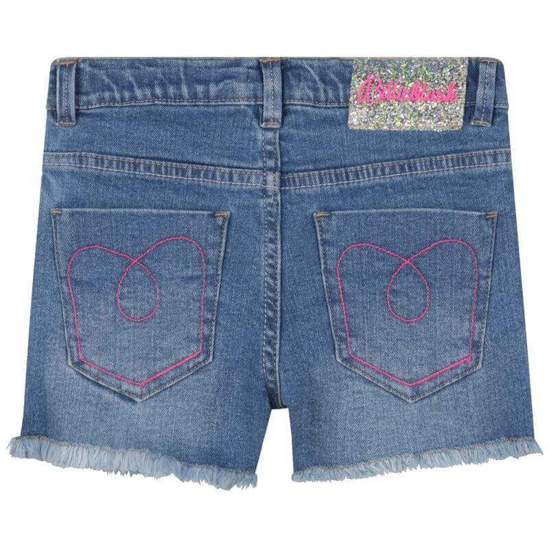 Shorts en Jean Bleu à Motifs Papillon pour Filles
