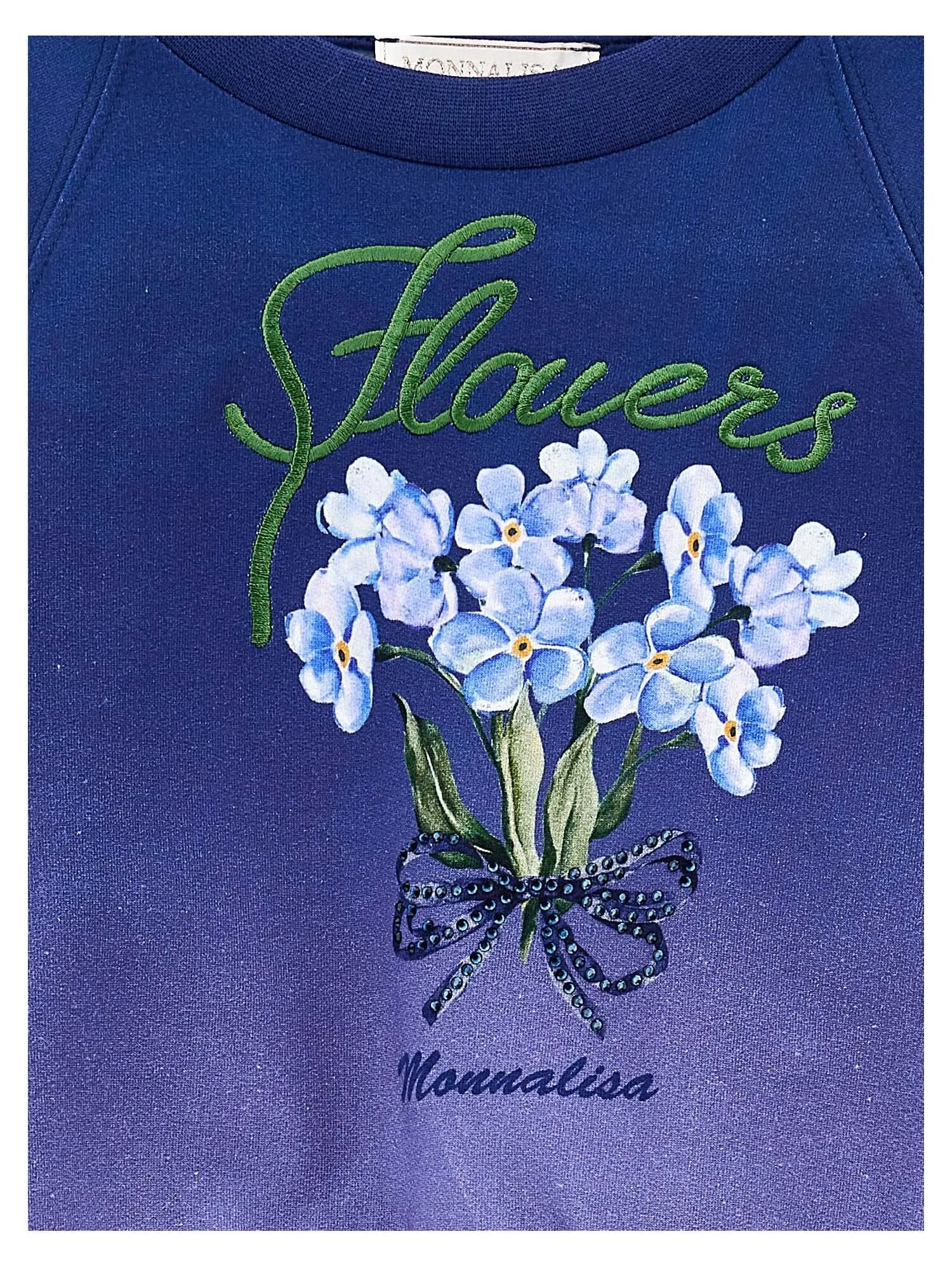 Pull à fleurs bleu pour filles