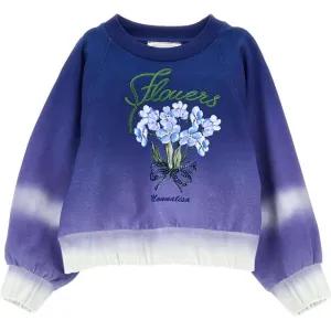 Pull à fleurs bleu pour filles