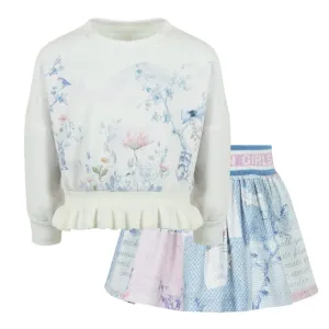 Ensemble Jupe à Motifs Bleus pour Filles