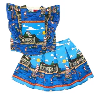 Ensemble de chemise à volants bleu pour filles