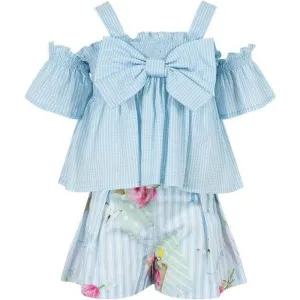 Ensemble court rayé bleu pour filles