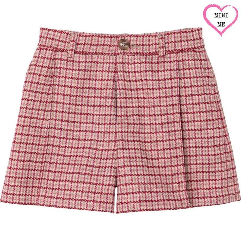 Shorty à carreaux rose pour filles