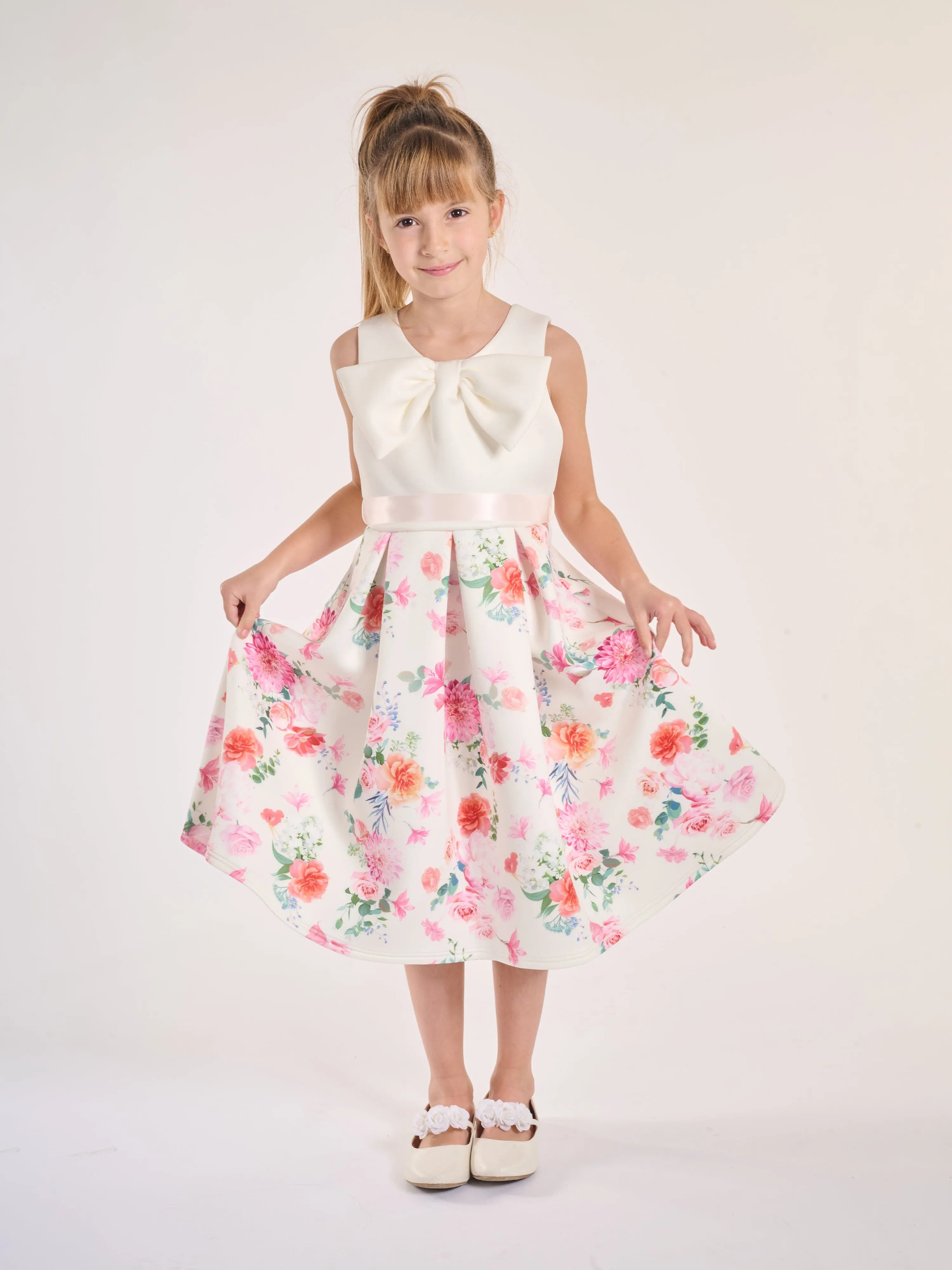 Robe Botanique de Beauté pour Fille en Blanc