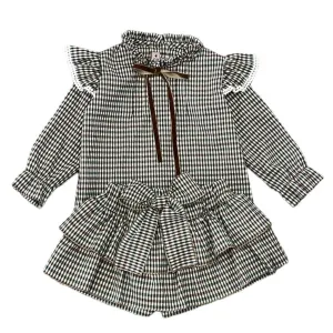 Ensemble Jupe-Short Marron à Carreaux pour Filles