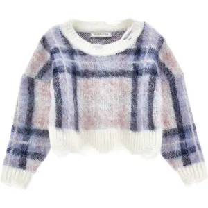 Pull en laine à carreaux pour filles