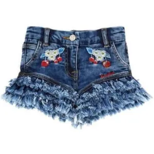 Shorts en jean brodés cerises pour filles