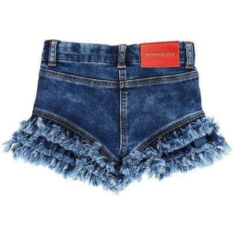 Shorts en jean brodés cerises pour filles
