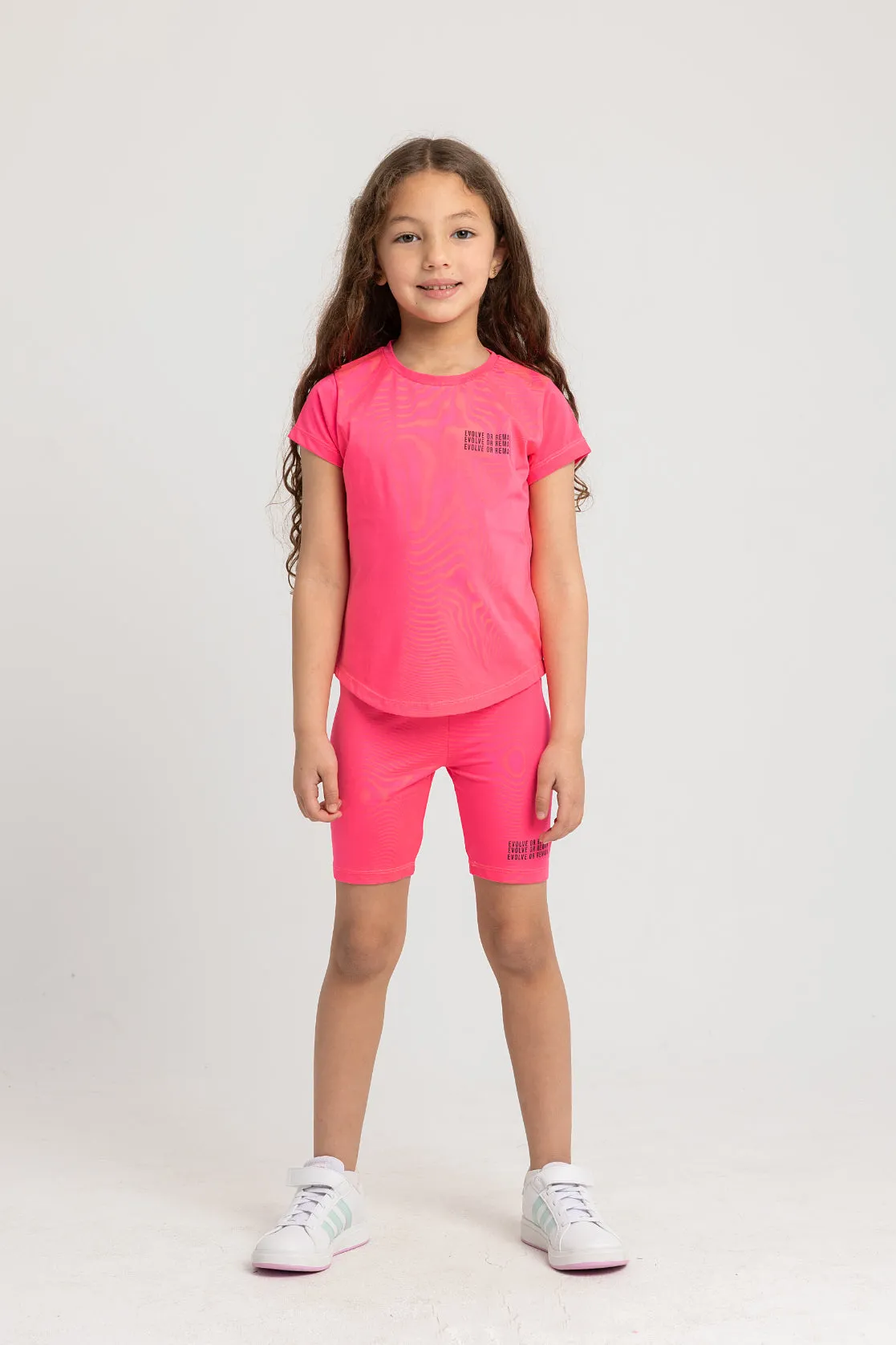 Ensemble de vêtements de sport en coton fuchsia pour filles, 2 pièces à manches courtes