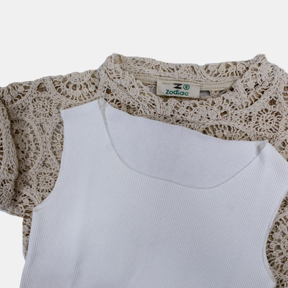 Blouse en Coton pour Filles avec Détails en Dentelle