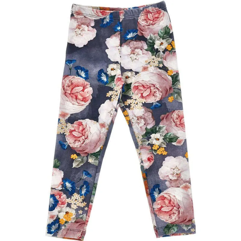 Ensemble de leggings en coton ivoire et bleu pour filles