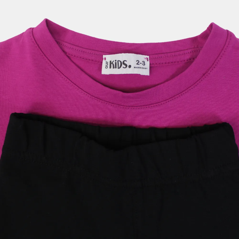 Pyjama en coton pour filles – Fuchsia avec design de licorne 