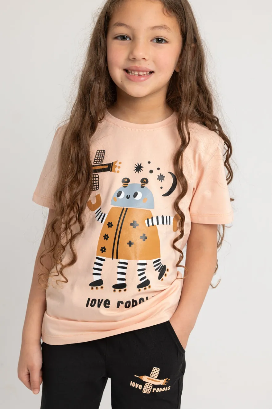 Pyjama en Coton pour Filles - Imprimé J'adore les Robots
