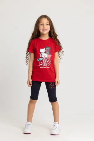 Pyjama en coton pour filles – Rouge 