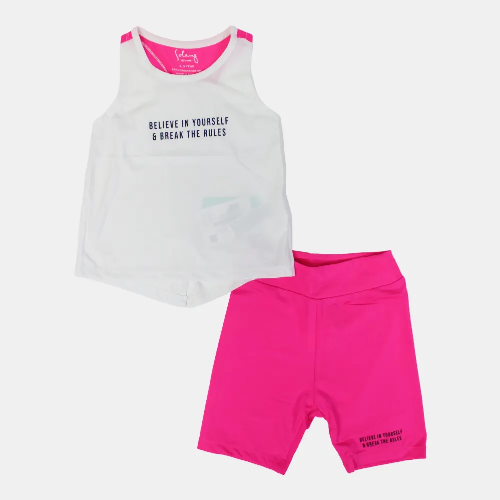 Ensemble 2 pièces sans manches en coton pour filles