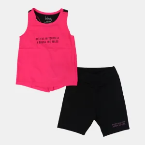 Ensemble 2 pièces sans manches en coton pour filles