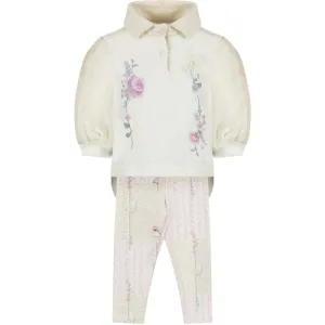 Ensemble de leggings floraux crème pour filles