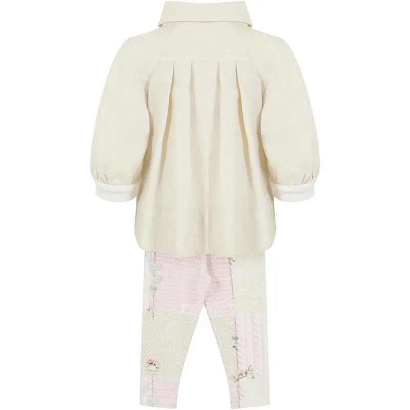 Ensemble de leggings floraux crème pour filles