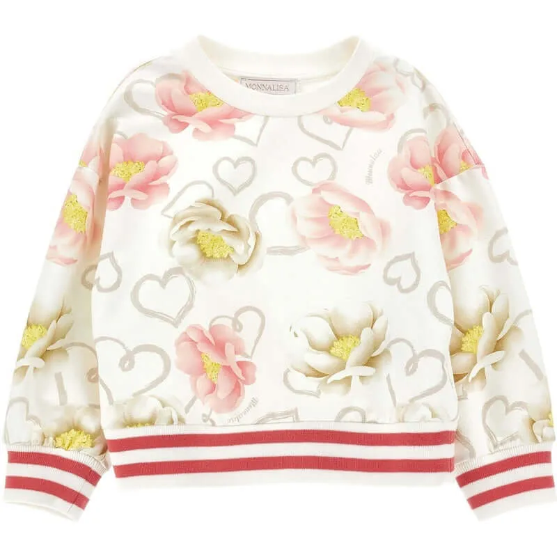 Pull floral crème pour filles