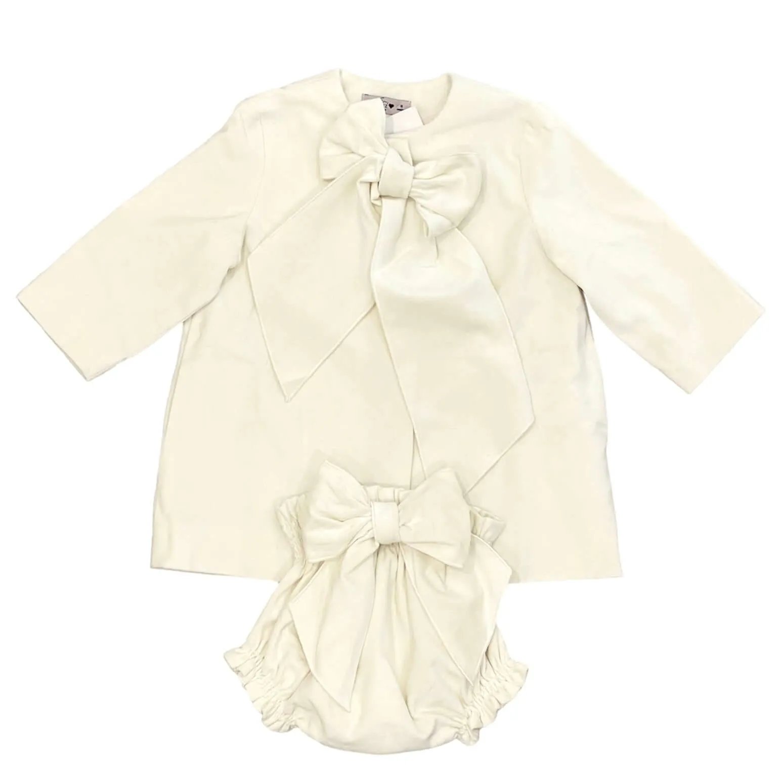 Manteau en velours crème et bloomers pour filles
