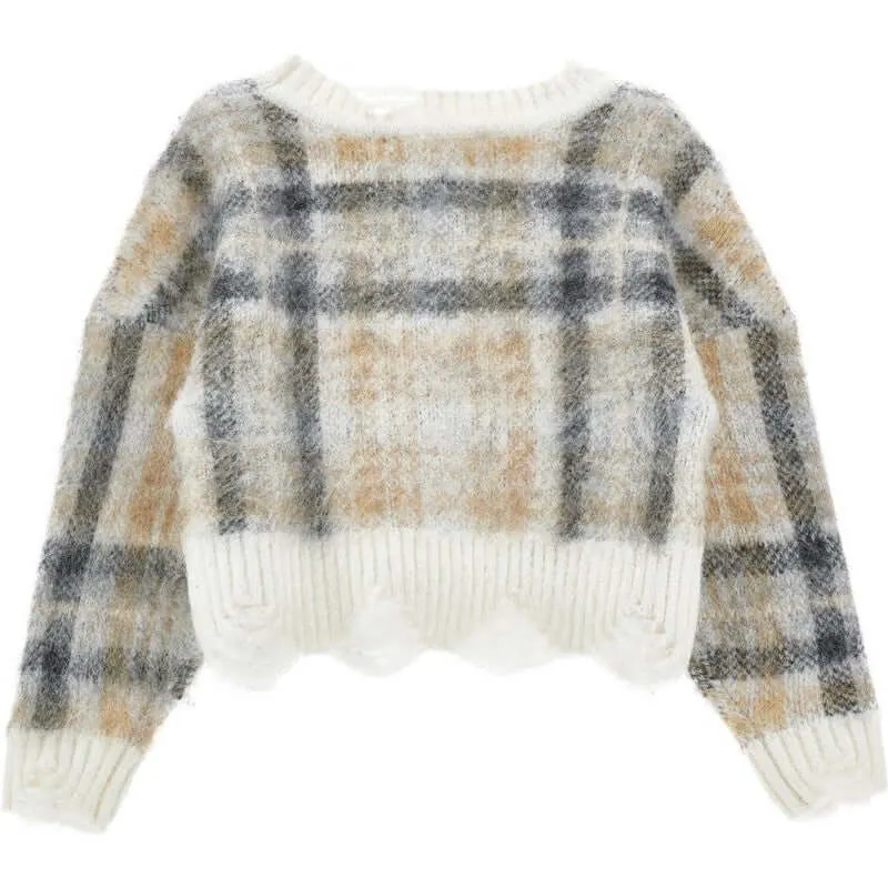 Pull en laine crème pour filles