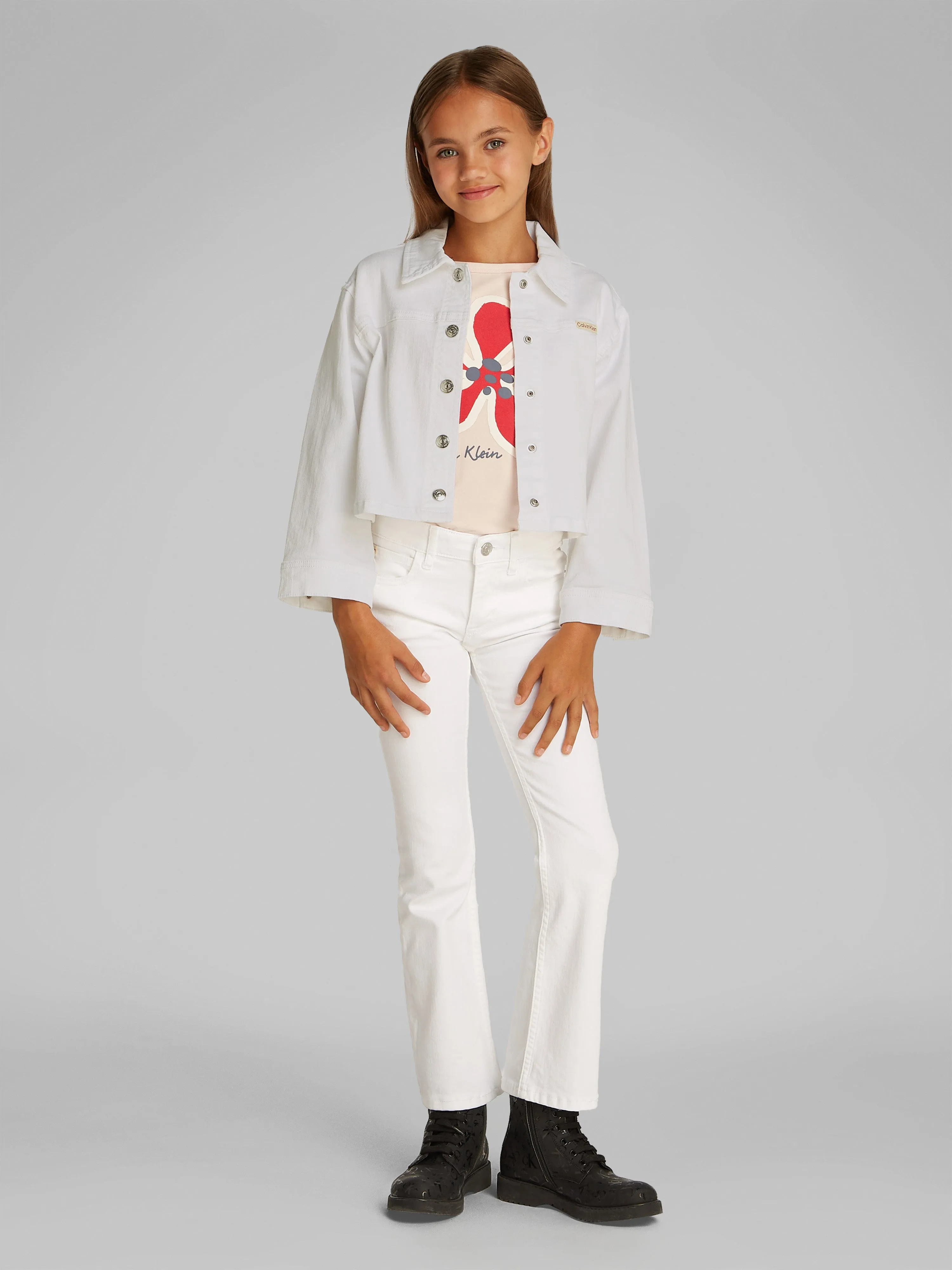 Veste en jean pour filles en blanc