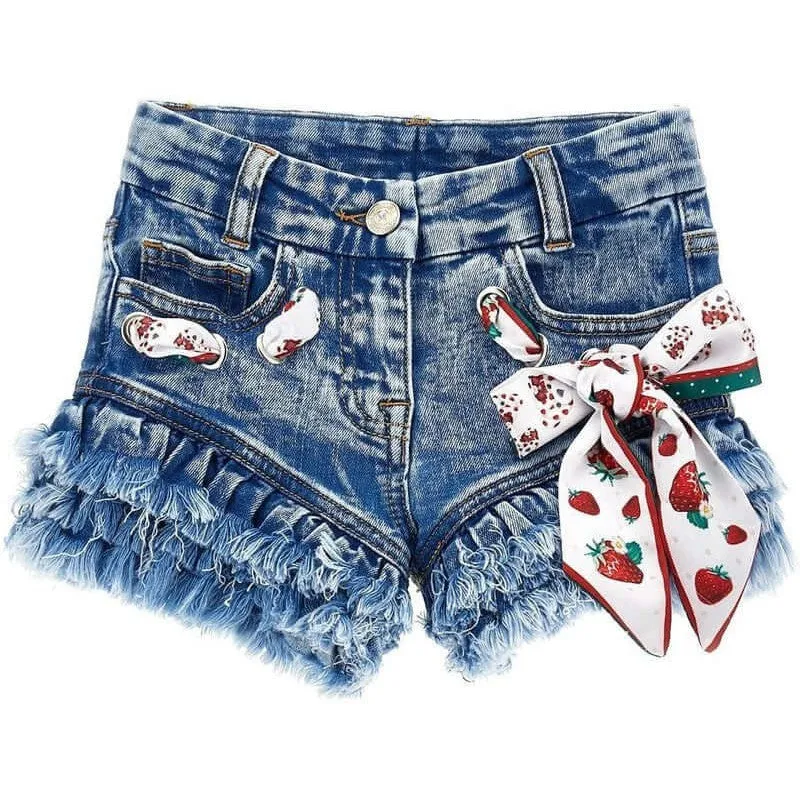 Short en jean fraise pour filles