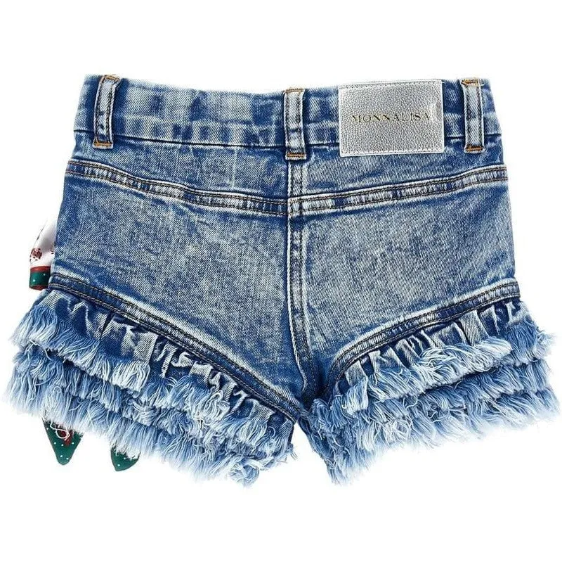 Short en jean fraise pour filles