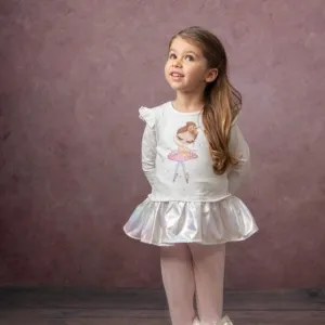 Ensemble de Leggings Ballerine Ivoire à Paillettes pour Filles