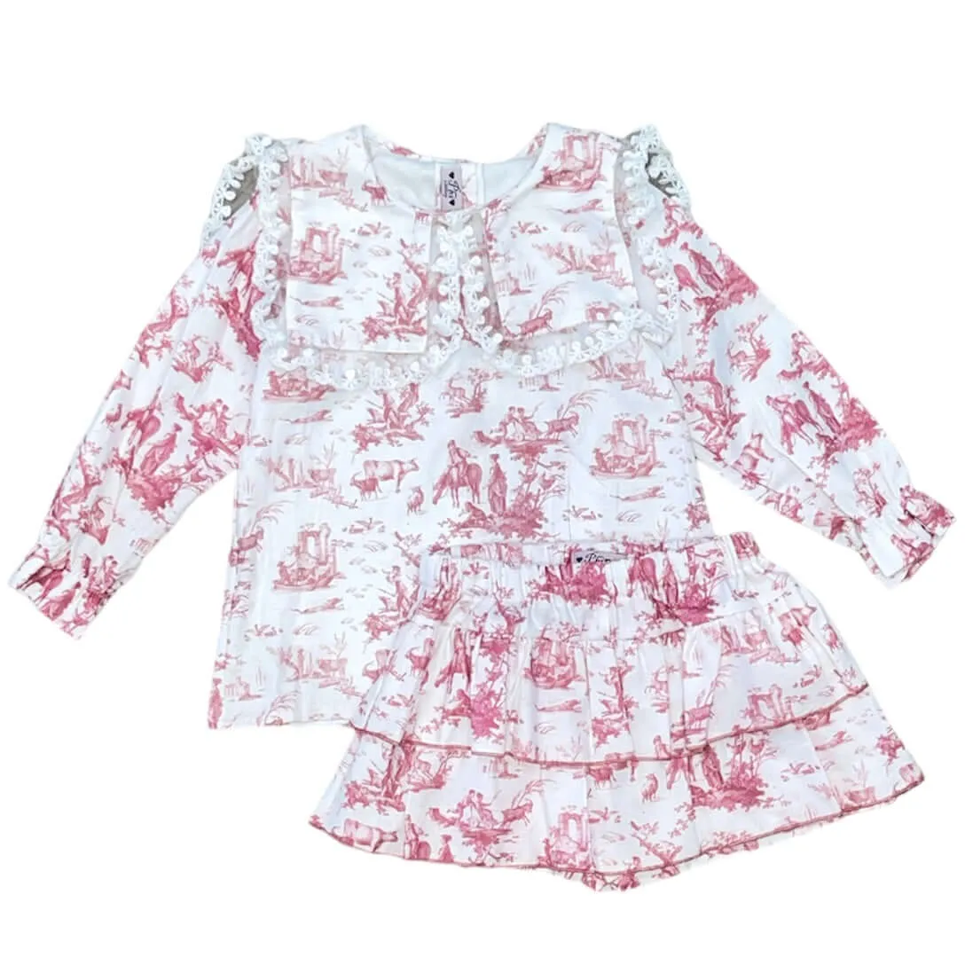 Jupe-Short Imprimé Foncé & Chemisier pour Fille