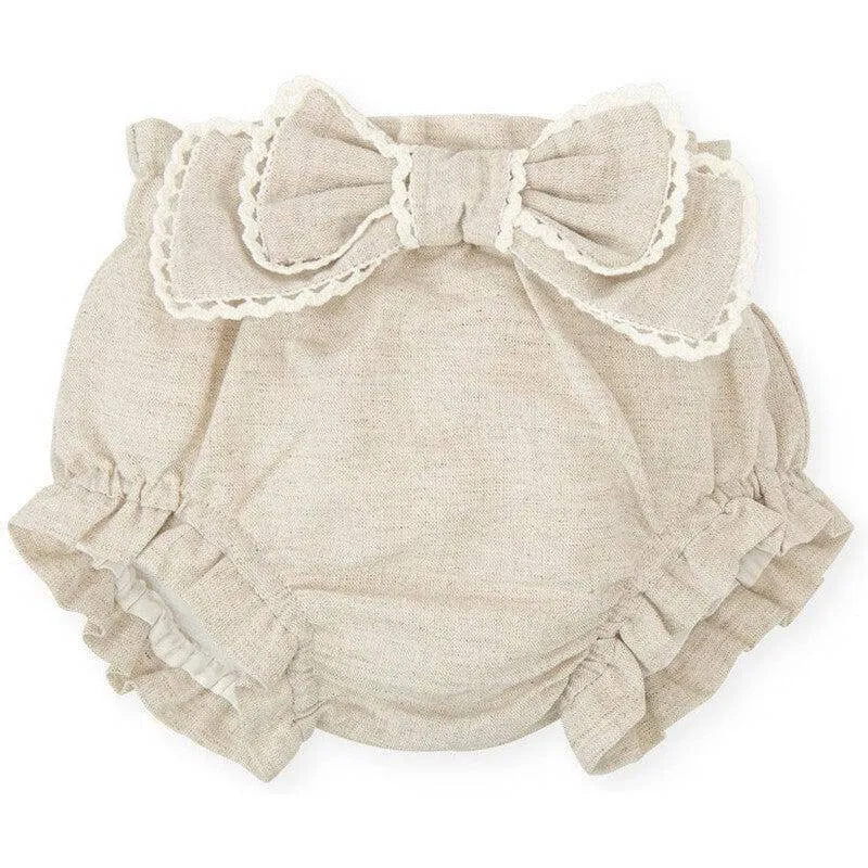 Short en lin écru pour filles