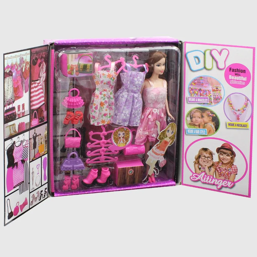 Poupée de mode stylée pour fille avec robes et accessoires