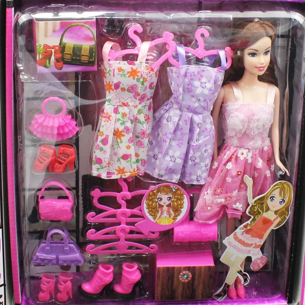 Poupée de mode stylée pour fille avec robes et accessoires