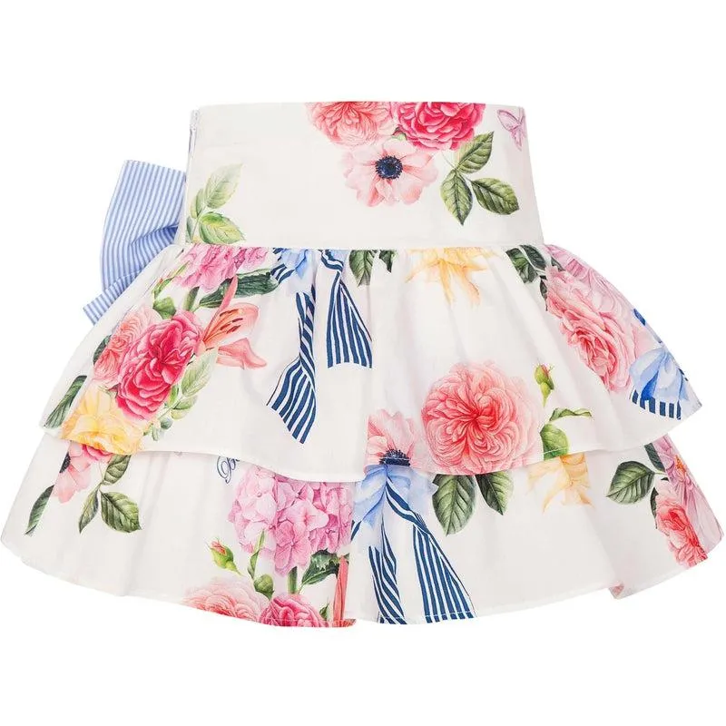 Ensemble Jupe à Nœud Florale pour Filles