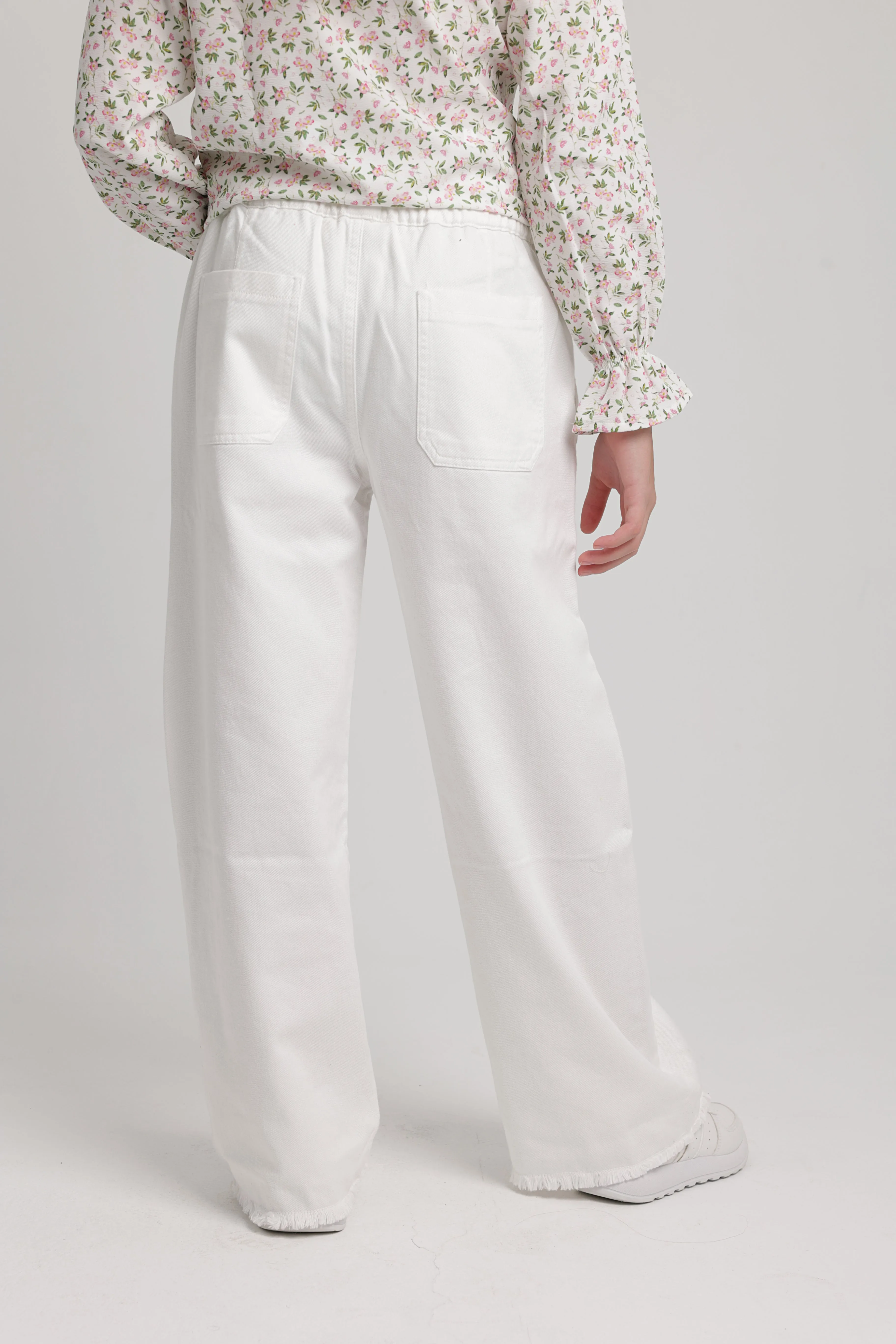 Pantalon en Gabardine pour Filles Blanc Cassé