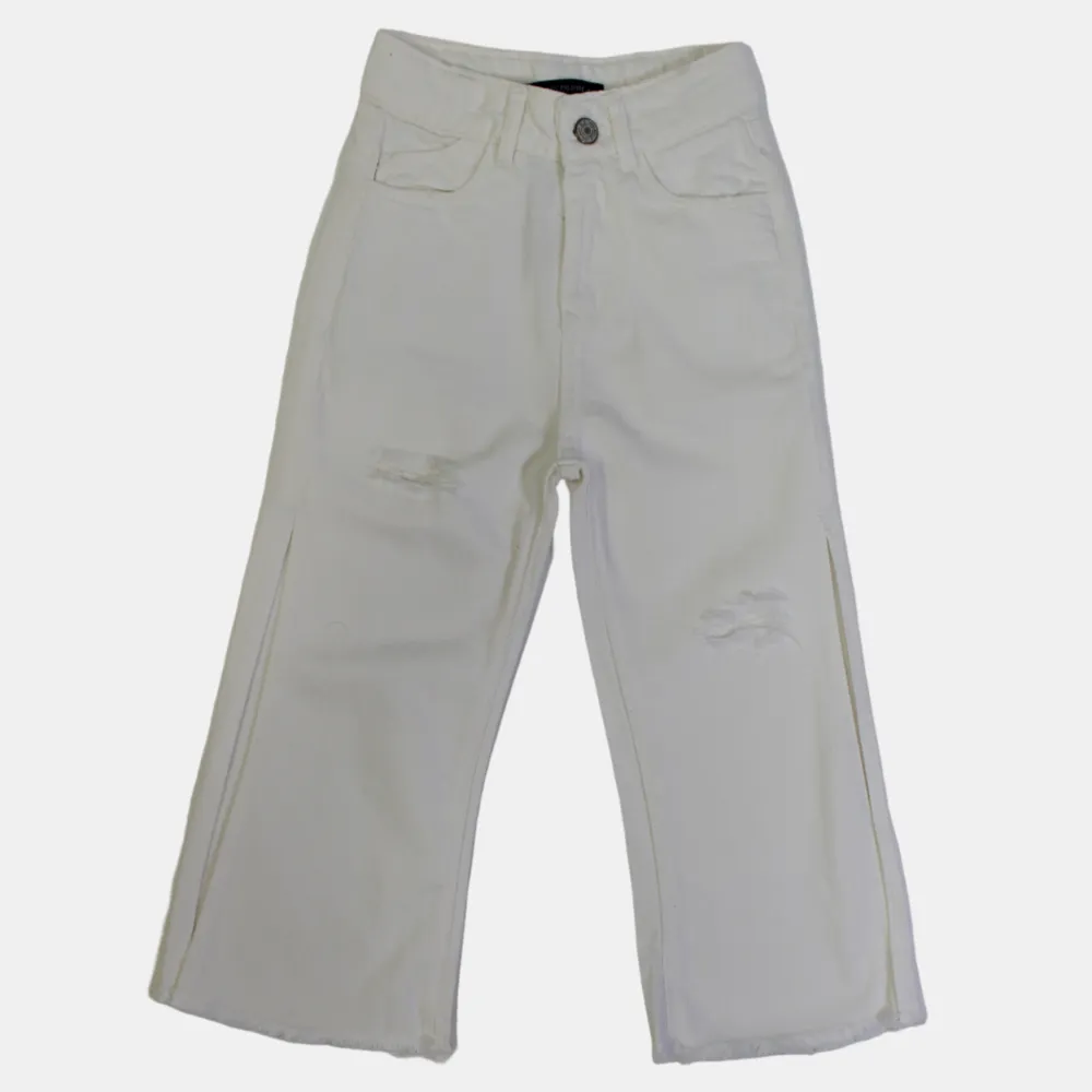 Pantalon en Gabardine pour Filles – Style Délavé Blanc