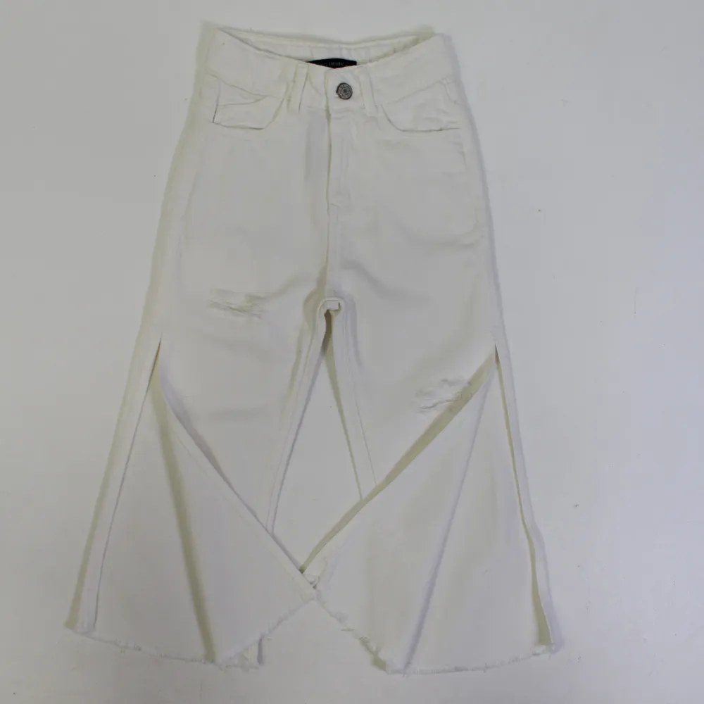Pantalon en Gabardine pour Filles – Style Délavé Blanc
