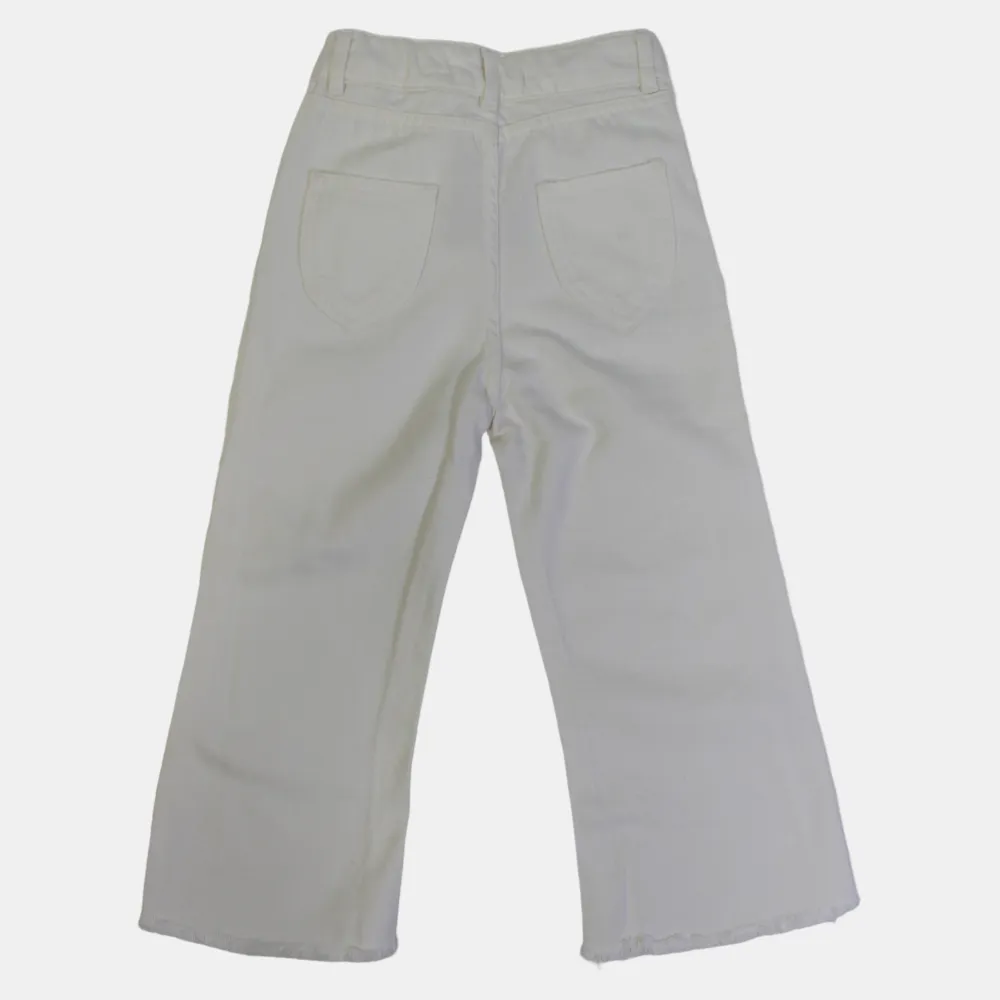 Pantalon en Gabardine pour Filles – Style Délavé Blanc
