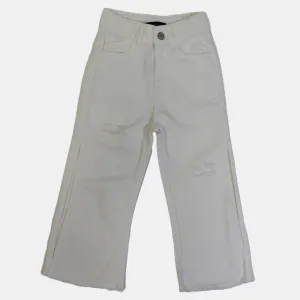 Pantalon en Gabardine pour Filles – Style Délavé Blanc