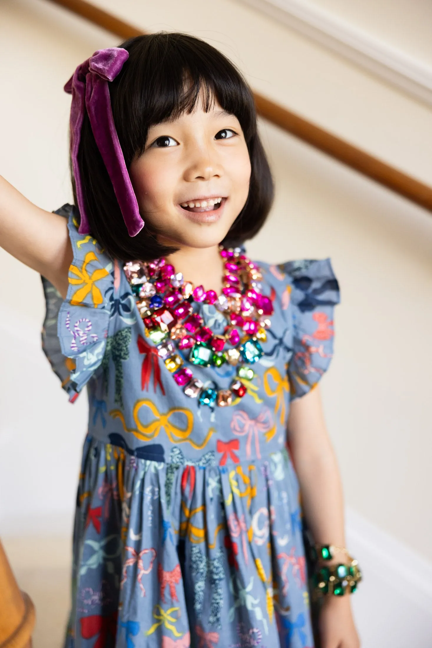 Robe Jennifer pour Fille avec Nœuds sur Nœuds